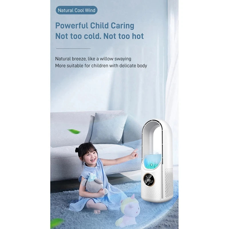 Refroidisseur d'air USB portable sans feuilles, ventilateur électrique, 6 vitesses, minuterie silencieuse, climatiseur, ventilateur de refroidissement, humidificateur, ventilateur de conditionnement