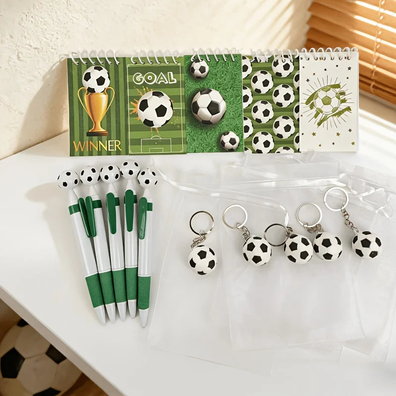 Pack Cadeau Papeterie Thème Football 10 Pièces — Carnet, Porte-clés, Stylo & Sac Cadeau