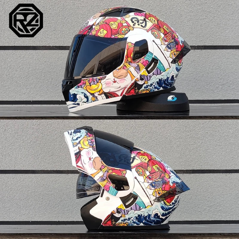 Casque moto intégral double lentille modulaire rabattable — homme, femme, mode, Motocross