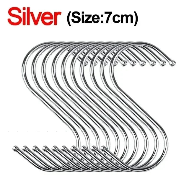 Crochets en S en acier inoxydable avec pointe pointue, pour ustensiles, cintre pour vêtements à viande, crochets de suspension pour boucher, magasin, outils de cuisson de cuisine
