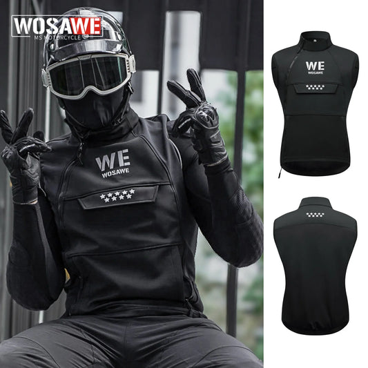 Gilet moto hiver réfléchissant chaud — hors route, plusieurs poches, vêtements de cyclisme