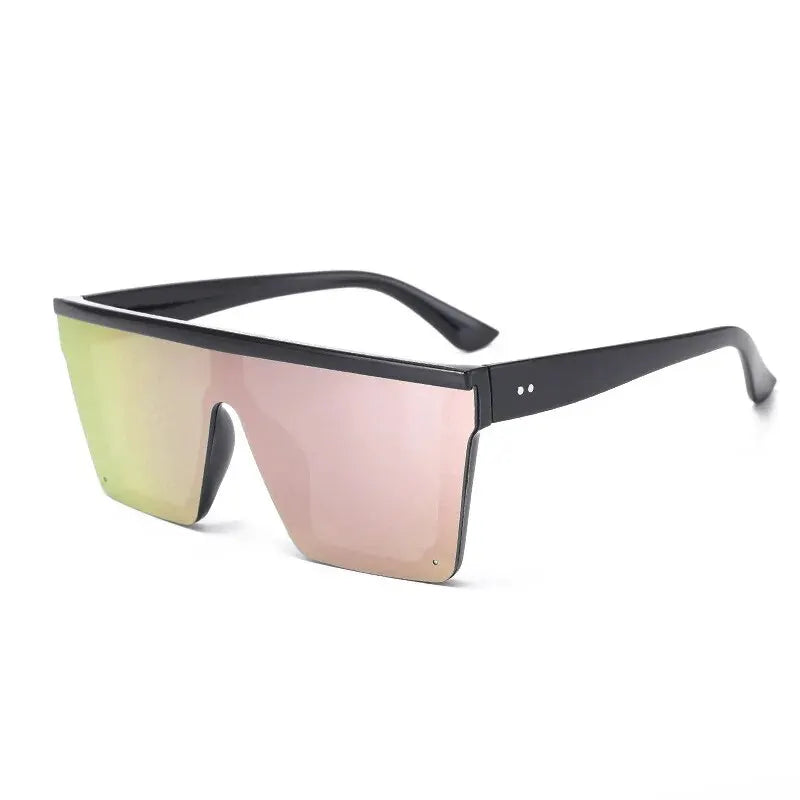 Nouvelles lunettes de soleil une pièce à grande monture, lunettes de soleil à monture carrée à la mode européenne et américaine pour femmes, lunettes colorées