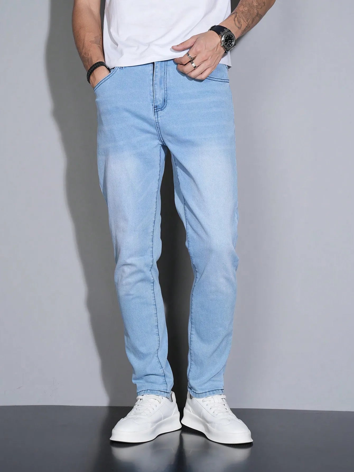 Manfinity Men Men's Skinny Casual Versatile Pocket Jeans