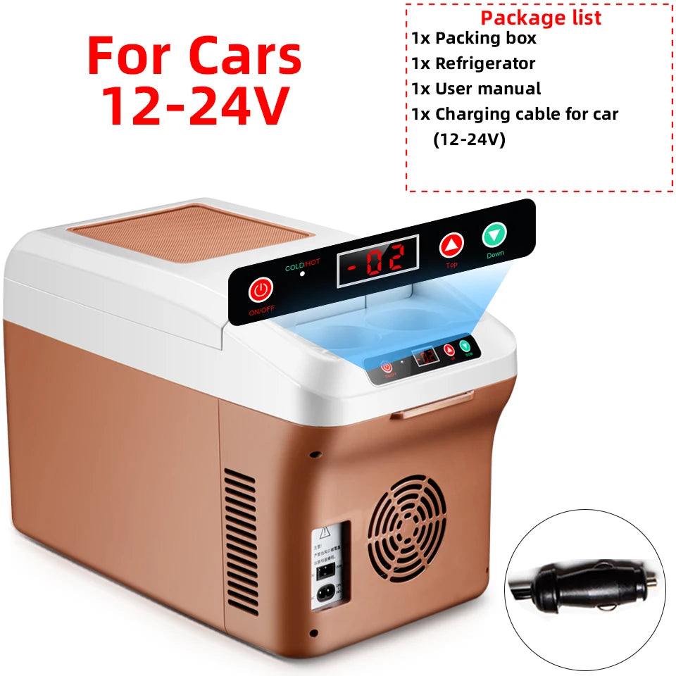 Mini réfrigérateur portable 15L — écran LED, super refroidissement, voiture, maison, camping