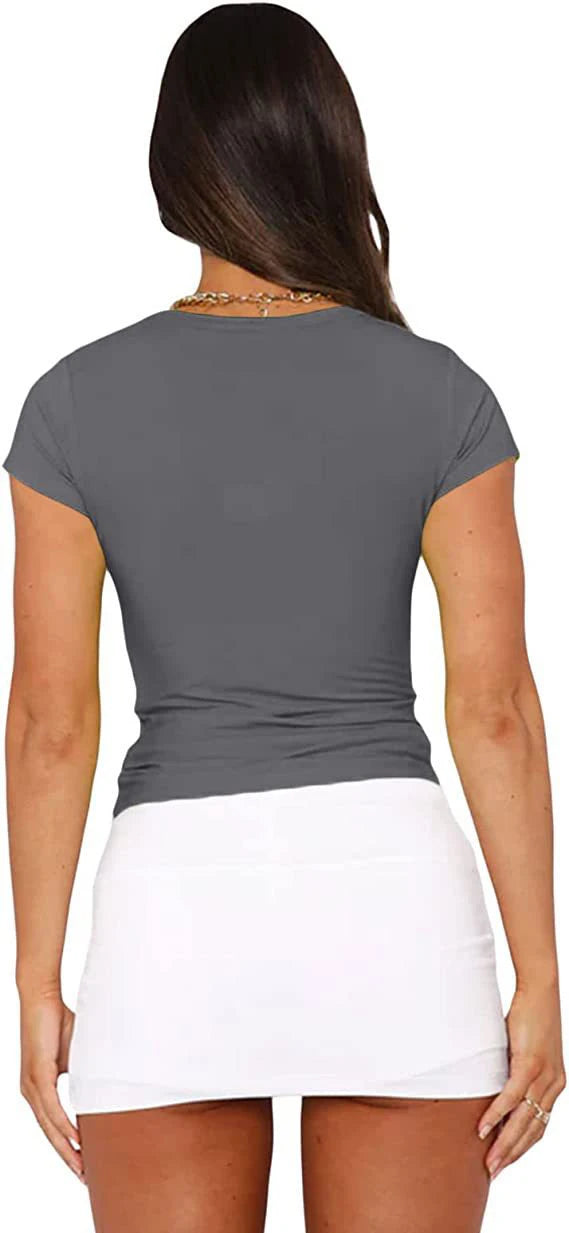 Tops courts Y2K vintage Harajuku pour femmes, couleur unie, esthétique été 2026, t-shirts tube décontractés, vêtements vintage