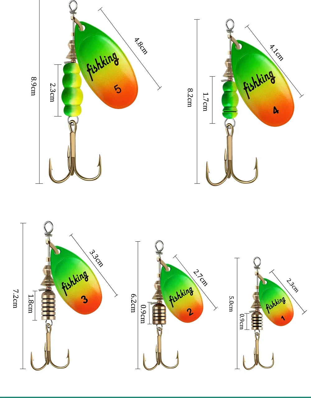 NGB métal leurre de pêche Spinner appâts 1 pièces 3.9g 4.6g 7.4g 10.8g 15g cuillère rotative leurres Spinners avec triples crochets brochet appâts