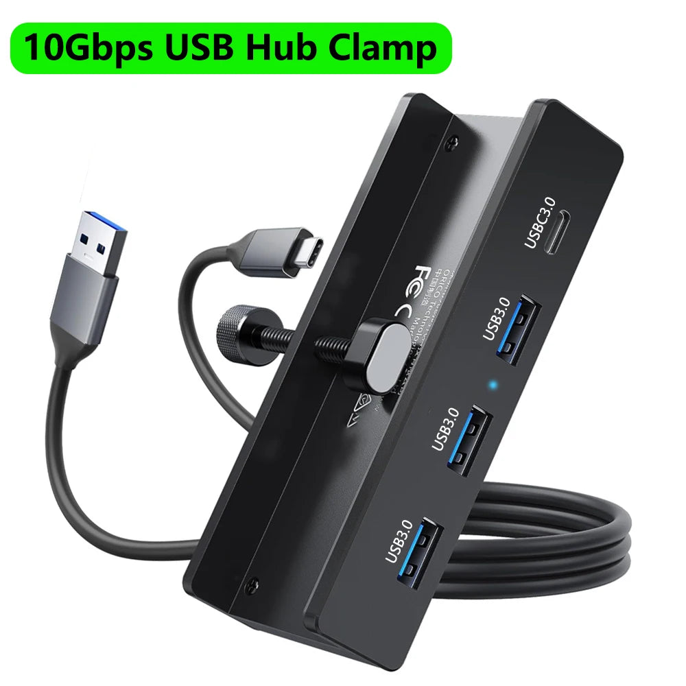 Hub USB 10 Gbps — adaptateur séparateur USB 3.2/3.0/2.0, station d'accueil multi-clips, bureau