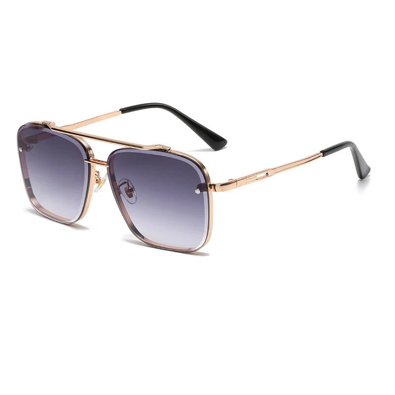 New Gradient Sunglasses for Men Fashion Metal Big Frame Sunglasses Luxury Brand Design Sunglasses for Men