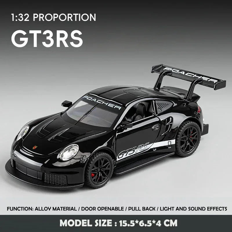 Die-cast sports car model inventory for children, car toy, GT3RS vehicle, boy's birthday gift, home decoration, 1/32 scale, 911