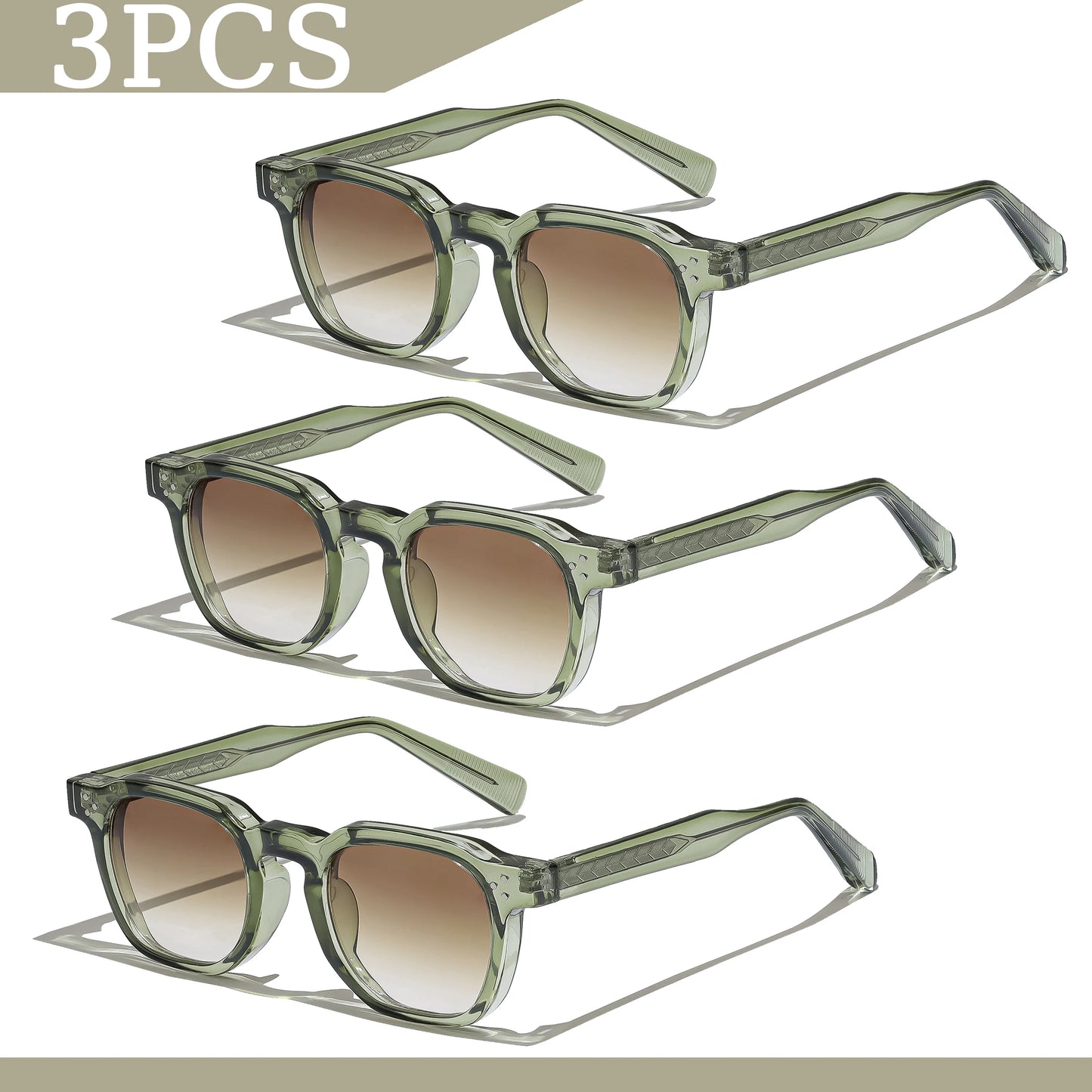 Lunettes de soleil carrées rétro pour hommes — mode punk, femmes, voyage, UV400, lot 1/2/3 pièces