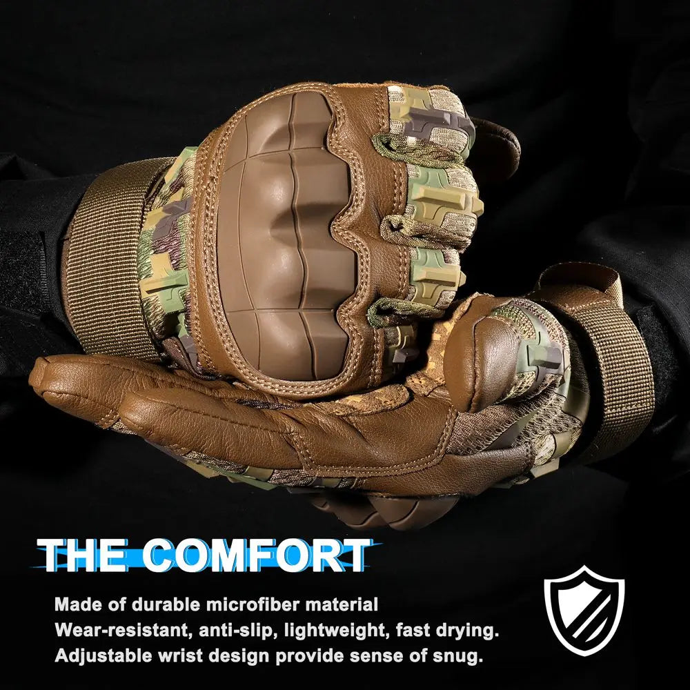 Gants de cyclisme en cuir PU pour écran tactile, tactique Airsoft, chasse, tir, randonnée, vélo, Sport de plein air, équitation, protection pour hommes