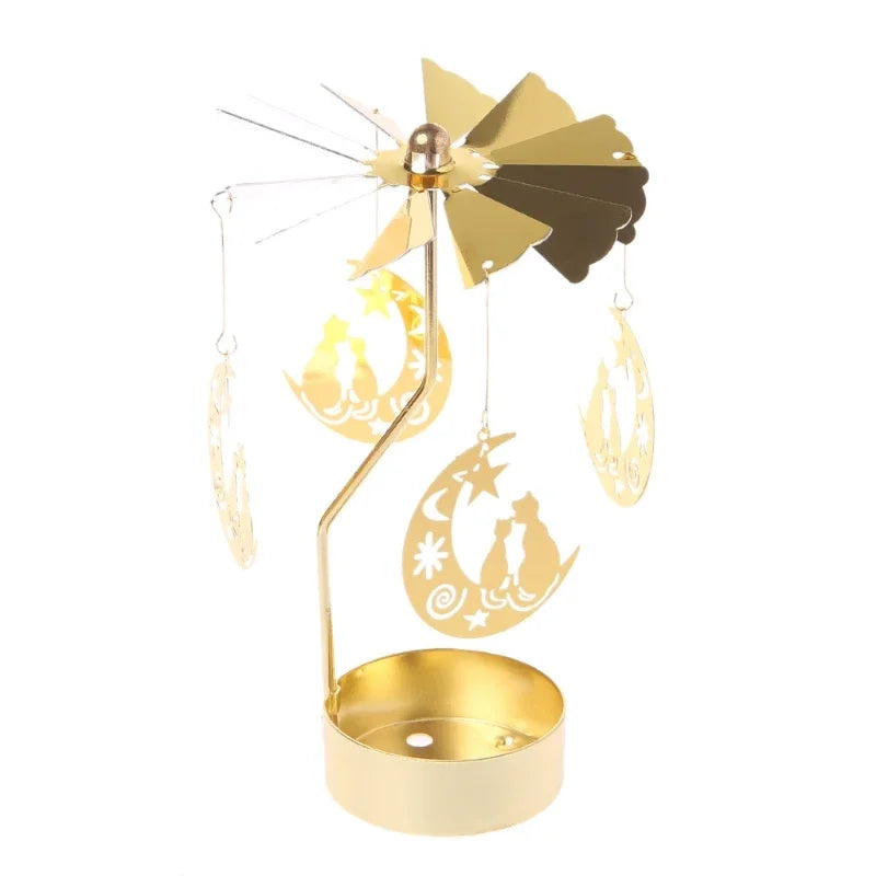 1pc Hot Metal Rotating Candle Holder, Christmas Rotary Candle Holder, Dinner Wedding Party Candlestick, Gift Decoration