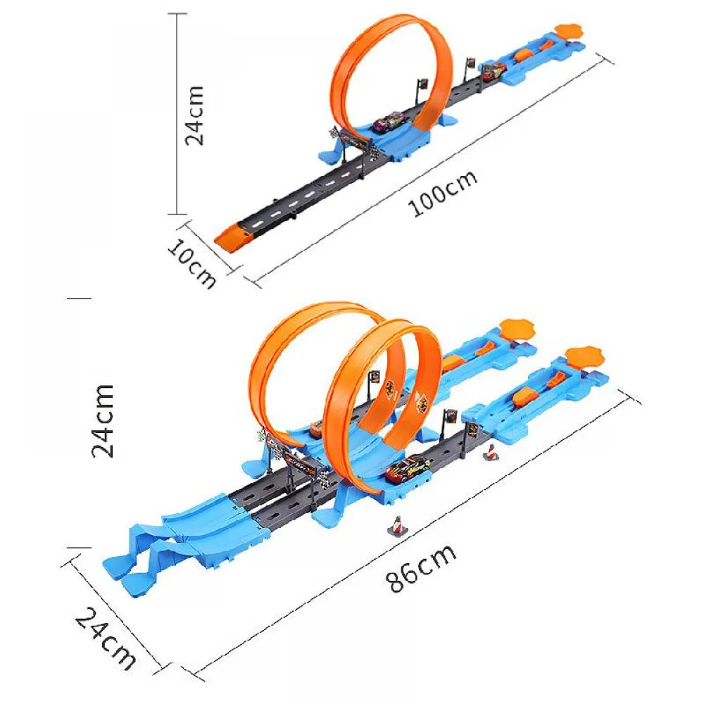 Cascadeur vitesse Double voiture roues modèle jouets pour enfants piste de course bricolage assemblé Rail Kits éducatif interactif garçon enfants jouet