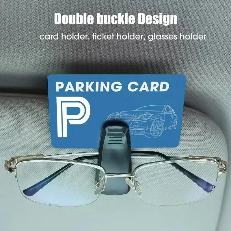 2 pièces universelles pour voiture, pare-soleil, boîte à lunettes, pince à lunettes de soleil, porte-carte, attache stylo, étui à lunettes
