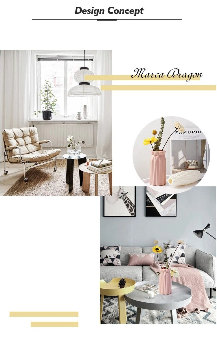 Vase nordique en plastique – Petit pot de fleurs décoratif pour salon, style moderne