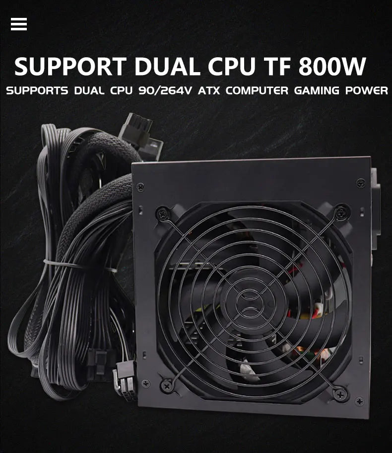 800W alimentation 90 PLUS or ATX ordinateur de bureau PSU Mining Chia puissance nominale 800W jeu compétitif Gamer 110V 220V