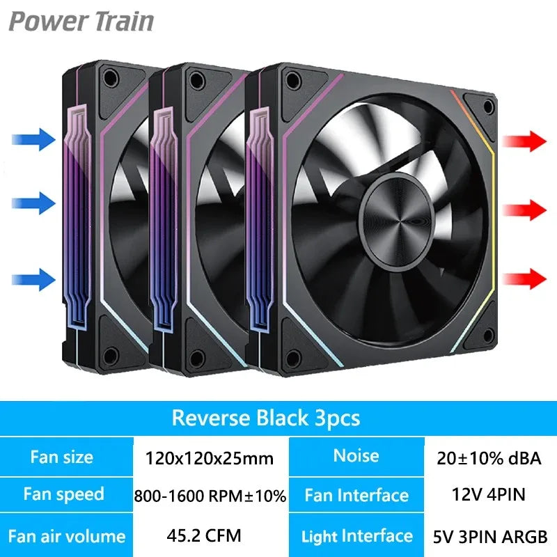 Ventilateur de boîtier PC ARGB LDPCSJ Prism 4RS 120 mm avec design miroir infini, synchronisation avec la carte mère, ventilateur de refroidissement CPU PWM 4 broches