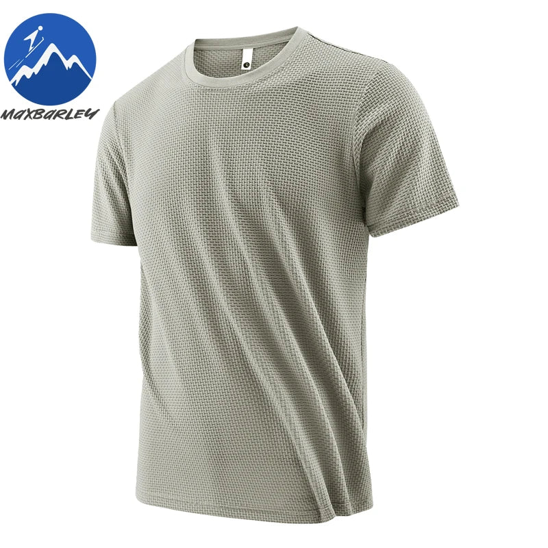 T-Shirt à manches courtes pour hommes, respirant, gaufré, séchage rapide, col rond, ample, course à pied, entraînement, haute élasticité, haut d'été fin, 2026