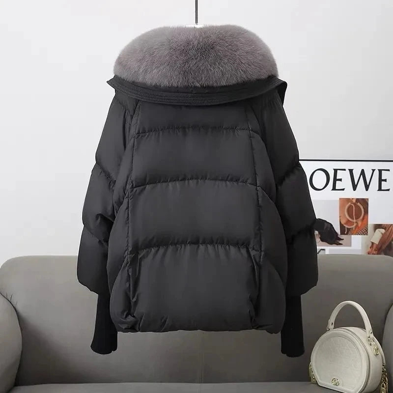 Femmes hiver vers le bas coton veste 2025 nouvelles femmes chaud épais coton manteau plus grand col de fourrure coton rembourré veste femmes Parka manteau