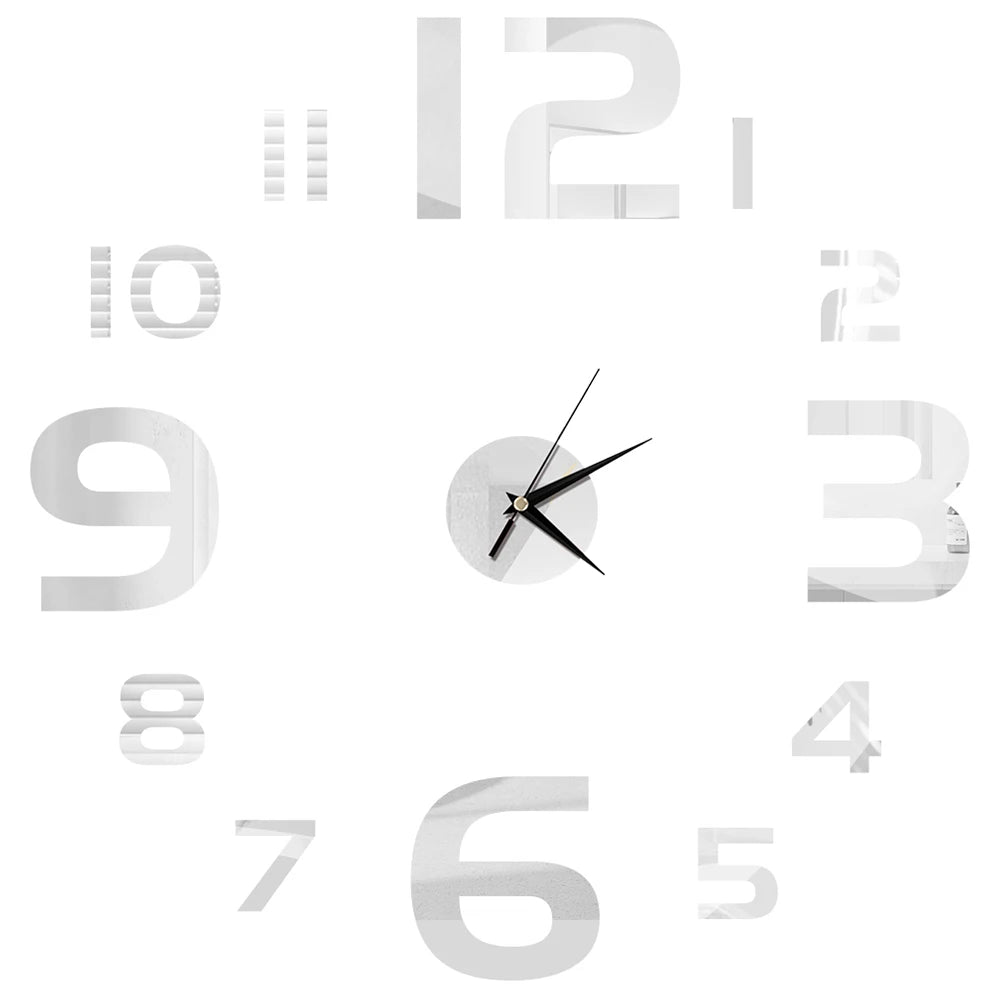 Creative Frameless Wall Clock, Silent Wall Sticker for Home, Acrylic Mirror Sticker, Wall Decor for Living Room and Office, DIY