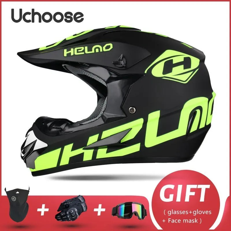 Casque de moto tout-terrain professionnel pour adultes et enfants, casque de moteur de course DOT de descente, cadeau gratuit