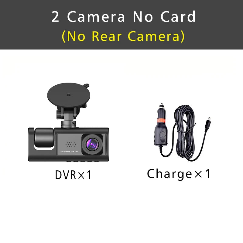 Dashcam 3 Canaux HD 1080P Triple Lentille — DVR Véhicule Intérieur Enregistreur
