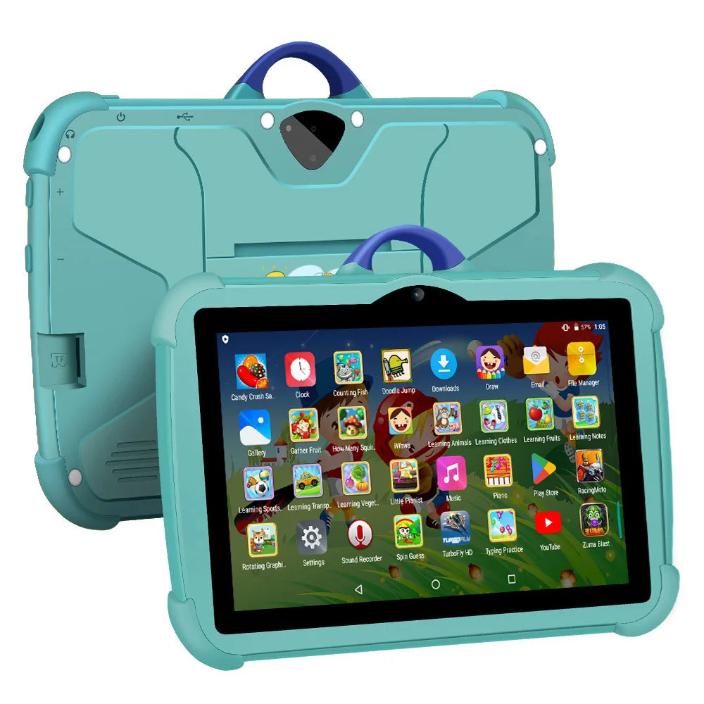 Tablette PC pour enfants 7 pouces Android 13 — Quad Core, 4 Go RAM, 64 Go ROM, apprentissage éducatif