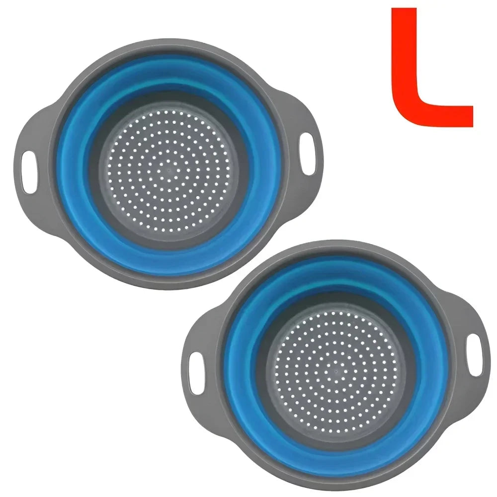 Panier égouttoir pliant en Silicone, 2 pièces, passoire pliable pour fruits et légumes, passoire de cuisine pour aliments, pâtes, ustensiles de cuisine, dispositif de vidange