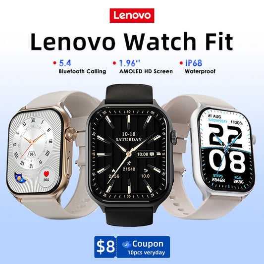 Reloj inteligente Lenovo, reloj deportivo con pulsómetro, pantalla táctil completa, llamadas BT