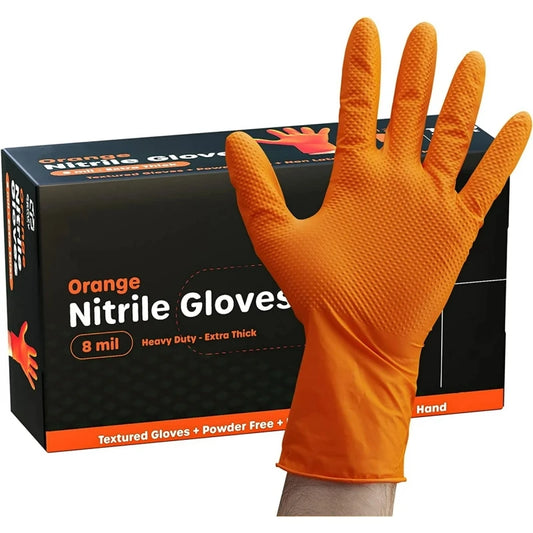 Guantes de nitrilo de 8 mil de grosor, 30/50 piezas, guantes industriales desechables con textura de diamante, sin látex, guantes de mecánico resistentes para automoción