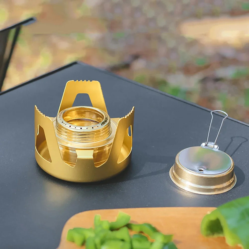 Mini poêle à alcool Portable, brûleur à puissance de feu réglable, poêle à essence, support en alliage d'aluminium, poêles de Camping en laiton ultralégers