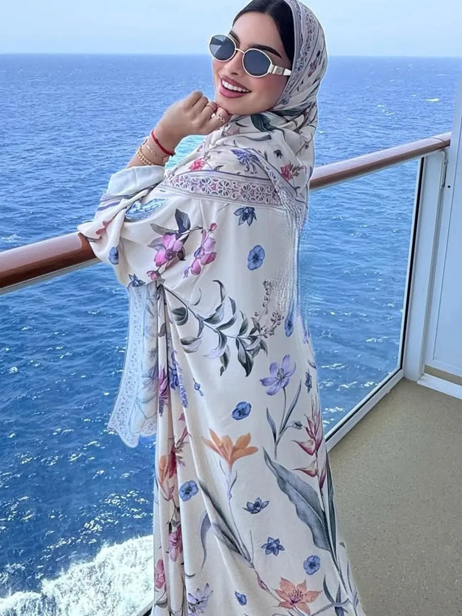 Femmes musulmanes dubaï Abaya luxe imprimé fleuri Kimono Cardigan Hijab Robe longue caftan Ramadan Robe Femme Islam vêtements Kebaya