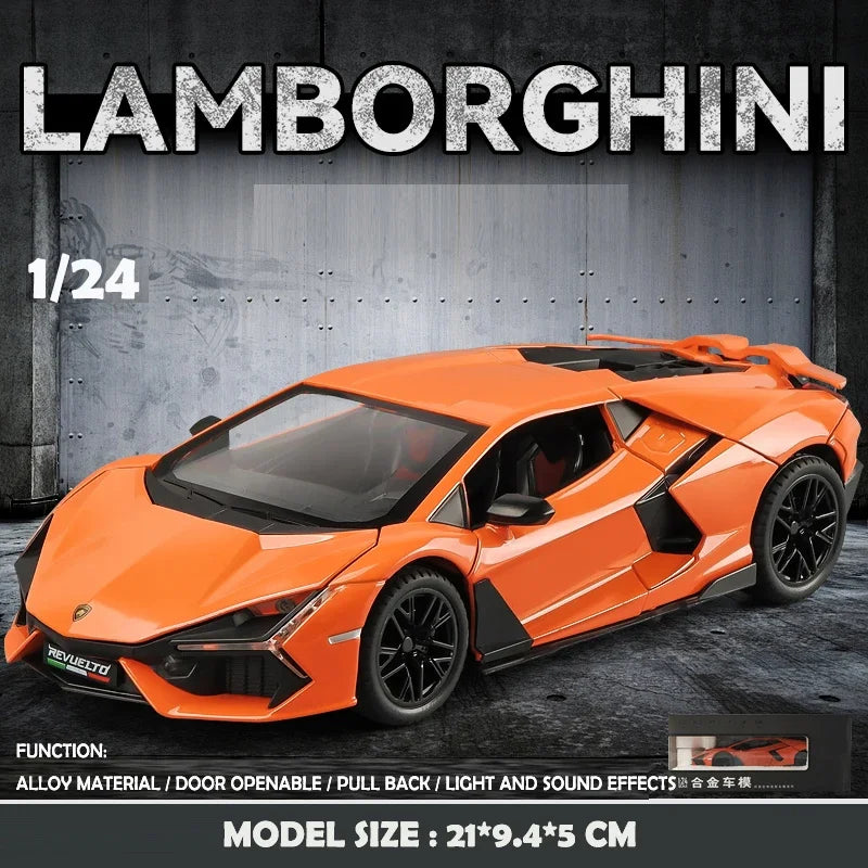 Modèle de supercar 1/24 avec son et lumière — collection miniature, cadeau d'anniversaire garçon