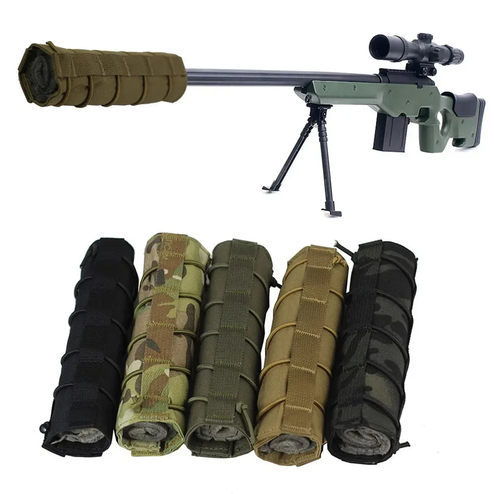 Couverture de suppresseur de Sniper, protection de Camouflage tactique, tir en plein air, étui en tissu de chasse militaire, équipement de terrain CS en direct