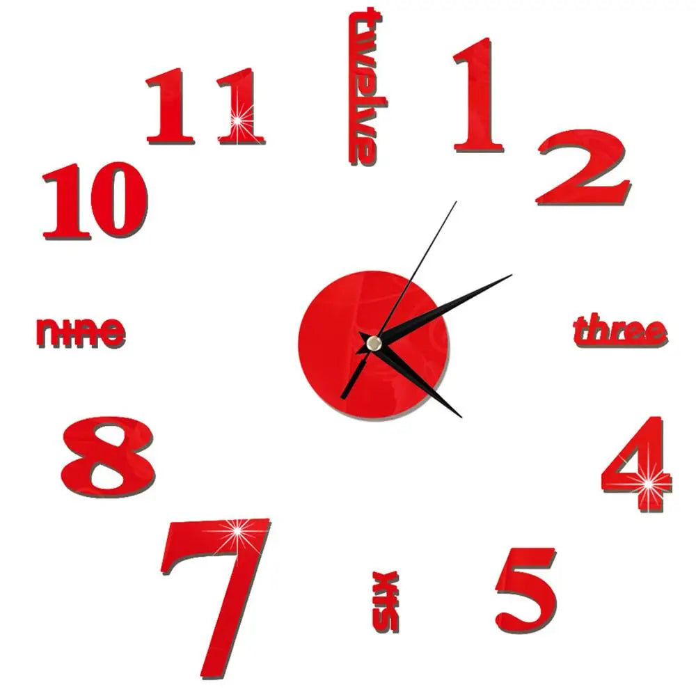 Creative Frameless Wall Clock, Silent Wall Sticker for Home, Acrylic Mirror Sticker, Wall Decor for Living Room and Office, DIY
