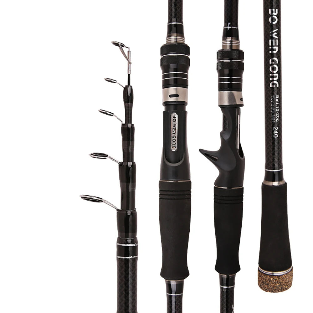 1.8M 2.1M 2.4M 2.7M 3.0M canne à pêche télescopique Portable en Fiber de carbone filature/coulée canne à poisson matériel