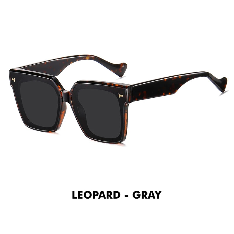 Lunettes de soleil carrées polarisées de qualité supérieure avec rivets en cristal épais pour femmes, lunettes de conduite élégantes surdimensionnées pour hommes, lunette de soleil femme