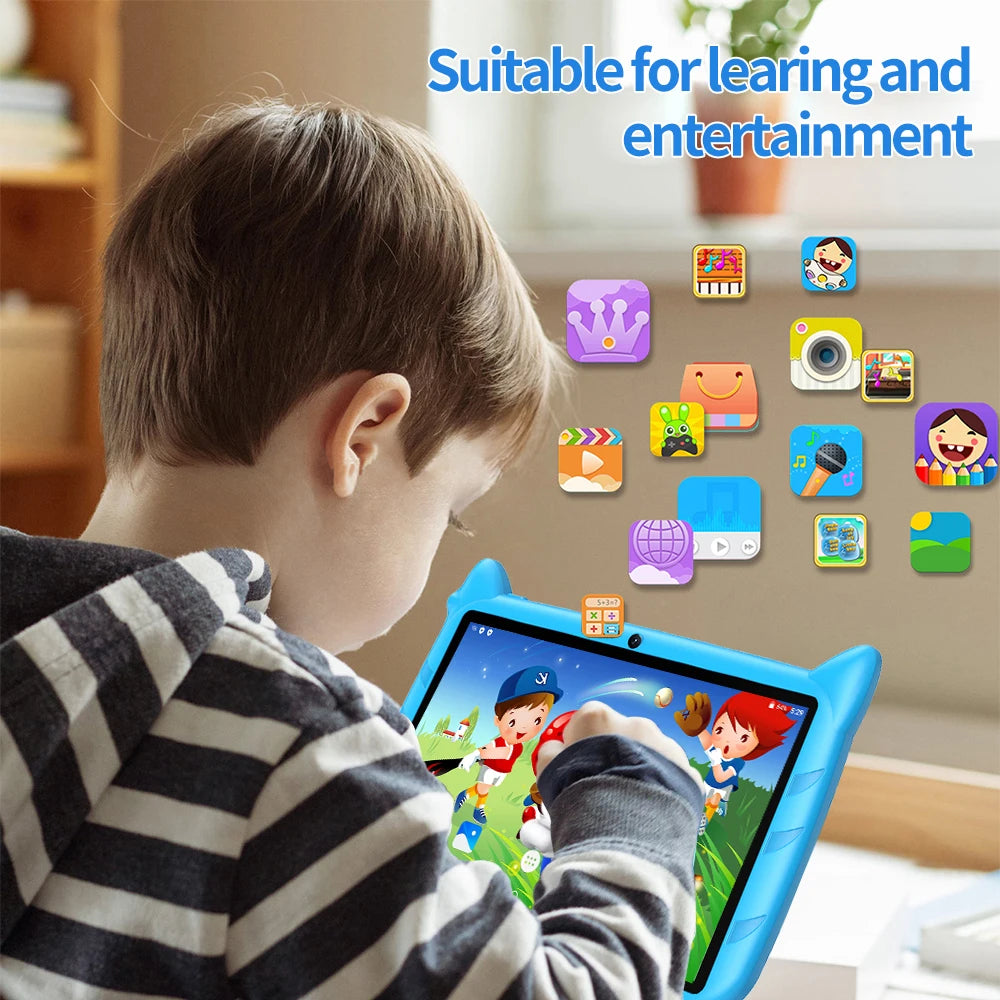 Tablette Android 13 pour enfants 7 pouces — extension 1 To, 4 Go RAM, 64 Go ROM, WiFi 5G, 4000 mAh, cadeau
