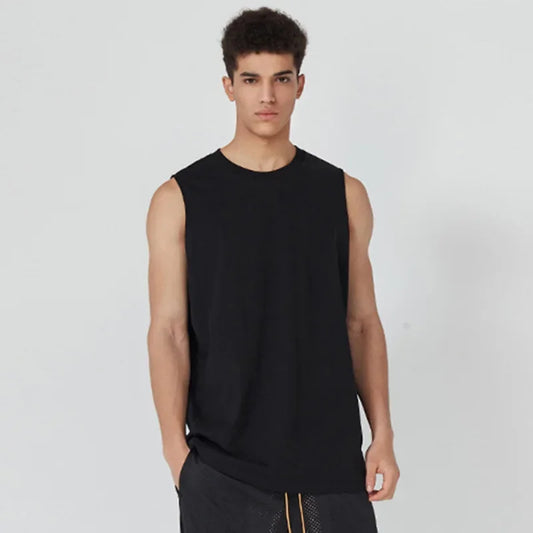 Nouveau débardeur basique en coton solide 180g pour homme 2026 – T-shirt sans manches Athleisure Fitness Décontracté pour homme