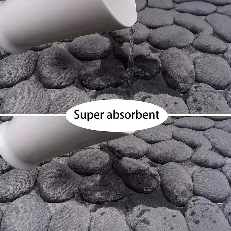 Alfombra de terciopelo gofrado de espuma viscoelástica, 1 pieza, antideslizante, para baño, sala de estar, alfombrilla de suelo pavimentada, decoración del hogar