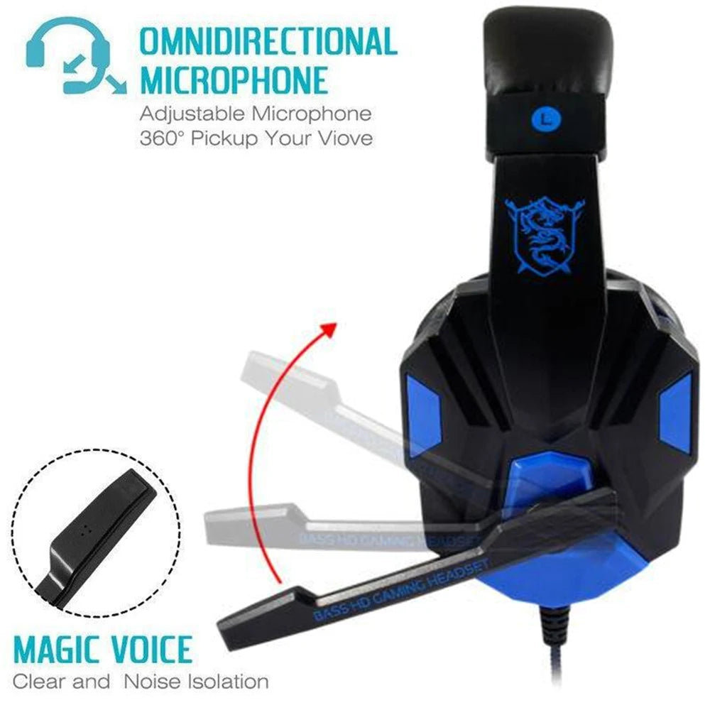 Wired Gaming Headset with 120° Adjustable Noise-Cancelling Microphone, Gamer Headset for PS4/PS5/Xbox, Smartphone and Laptop