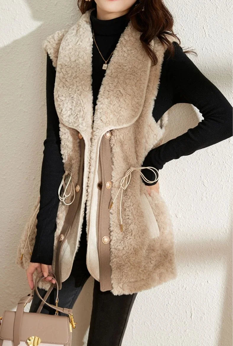 Gilets en peluche d'agneau pour femmes — automne, élégants, nouvelle collection