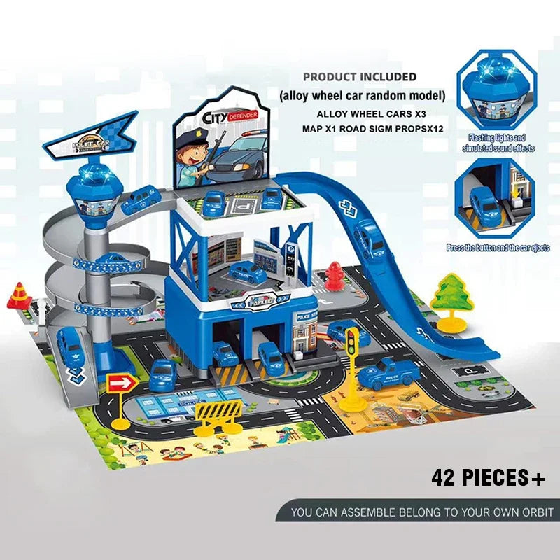 Railway Cars DIY Parking Assembled Track Inertia Car Engineering Vehicle Track Car for Kids Boys Children Birthday Gifts
