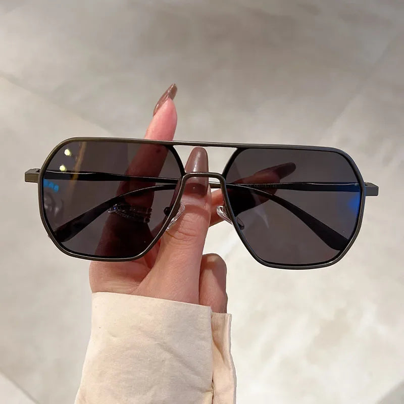 Lunettes de Soleil Dégradées pour Homme, Grande Monture, Pilote, Design, Anti-ZE, Zones Me UV400
