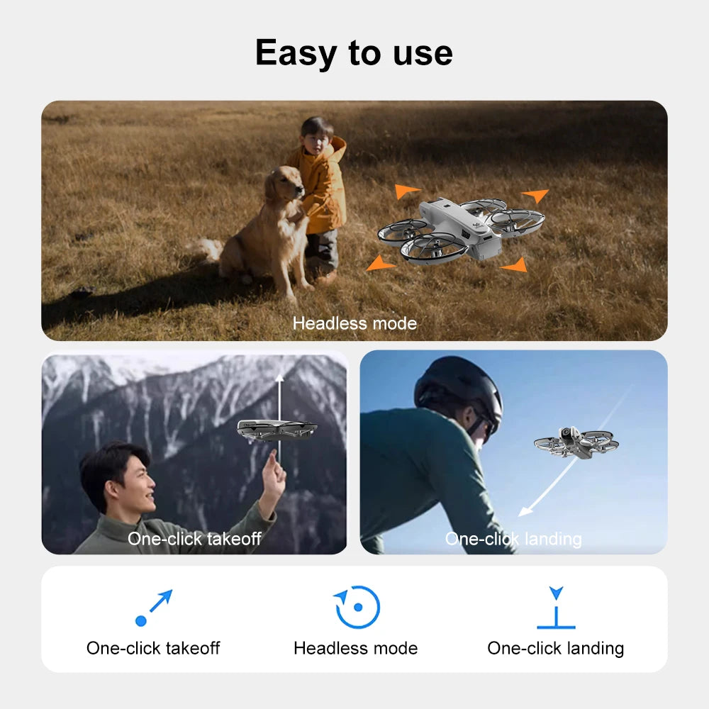 Mini drone 4K — double caméra 8K, évitement intelligent d'obstacles, quadricoptère brushless, jouet RC enfants