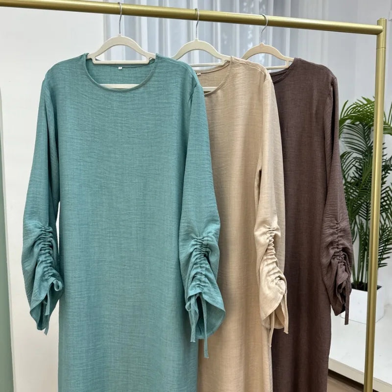 Robe modeste pour femmes musulmanes, arabie saoudite, Eid dubaï, Abaya uni, fête de vacances islamique, couleur unie, turquie, poignets à lacets, vêtements longs, 2024