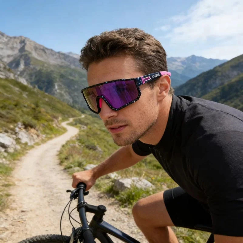 Lunettes de cyclisme surdimensionnées coupe-vent colorées — sport extérieur, homme