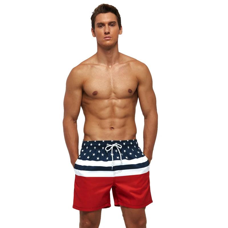 DATIFER été hommes plage impression Shorts maillots de surf Fitness entraînement troncs vêtements de sport pour hommes avec poches pantalons