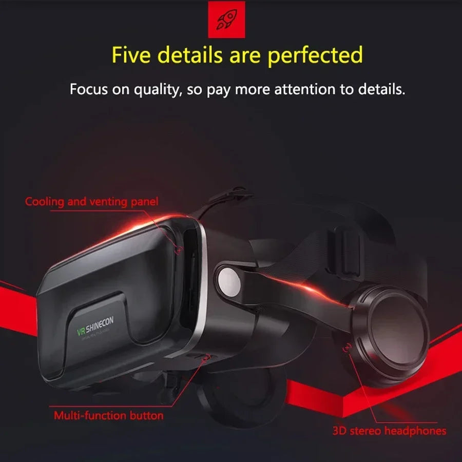 Shinecon Viar 3D Realidad Virtual VR Gafas Auriculares Dispositivos Casco Lentes Gafas Inteligentes para Teléfonos Inteligentes Juego Visor Móvil