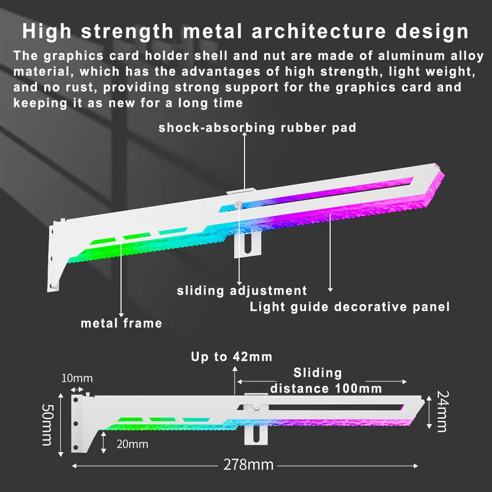 Support de carte graphique ICE Whale AX8, 5V 3PIN ARGB, synchronisation de l'éclairage de la carte mère, support de carte graphique VGA pour ordinateur